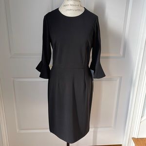 Donna Morgan Black Crepe Dress w/fluted sleeves.